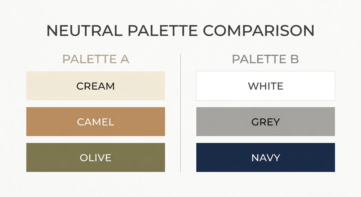 Neutral palette graphic comparing warm and cool neutral families
